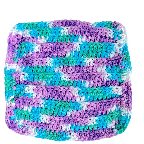 HAND CRAFTED Crochet Two Colorful AllPurpose Cotton Bath or Kitchen Dish Cloths - Picture 6 of 6